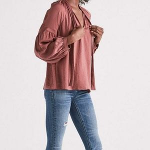 Lucky Brand Blouson Sleeve Jenna Peasant Top